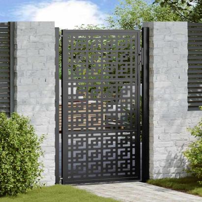 Poartă de grădină neagră 105x155 cm Design în cruce de oțel GartenMobel Dekor