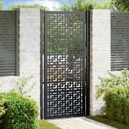 Poarta de gradina neagra 105x205 cm Design cruce de otel GartenMobel Dekor