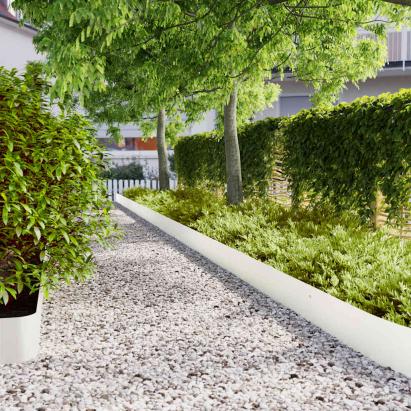 Borduri de gazon 10 buc Alb 20x103 cm Oțel laminat la rece GartenMobel Dekor