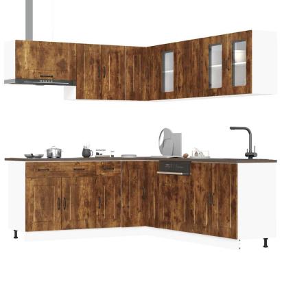 Set dulap de bucătărie din 11 piese „Kalmar” stejar afumat Lemn GartenMobel Dekor