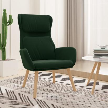 Scaun de relaxare, verde închis, catifea GartenMobel Dekor
