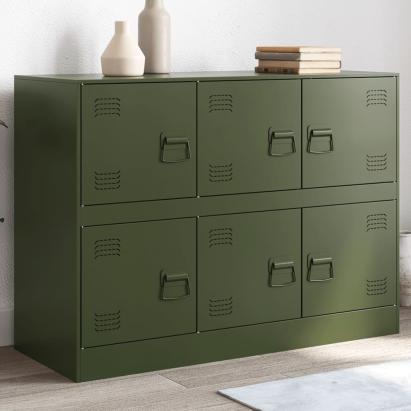 Bufeta verde măslină 99x39x73 cm oțel GartenMobel Dekor