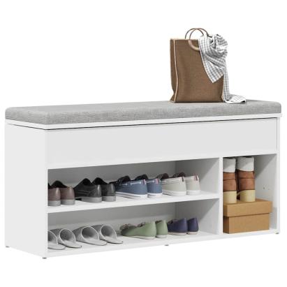 Bancă de pantofi, alb, 102x30,5x45 cm, lemn prelucrat GartenMobel Dekor