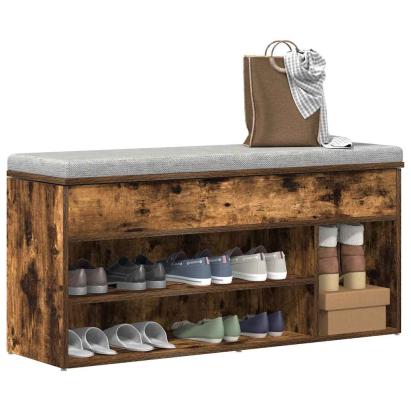 Bancă de pantofi, stejar fumuriu, 102x30,5x45 cm lemn prelucrat GartenMobel Dekor