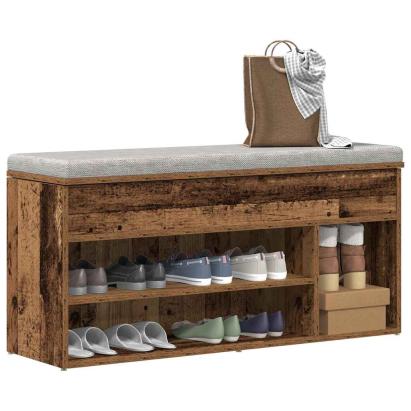 Banchetă de pantofi, lemn vechi, 102x30,5x45 cm, lemn prelucrat GartenMobel Dekor