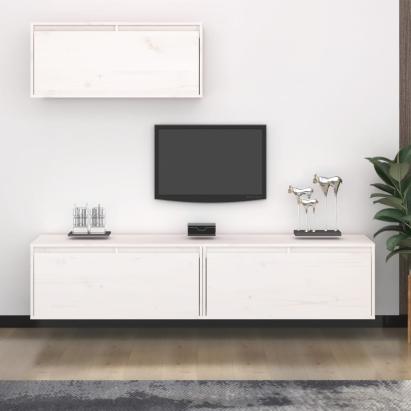 Comode TV, alb, 3 buc., lemn masiv de pin GartenMobel Dekor