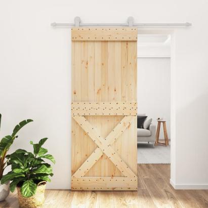Ușă glisantă cu set de feronerie 85x210 cm, lemn masiv de pin GartenMobel Dekor