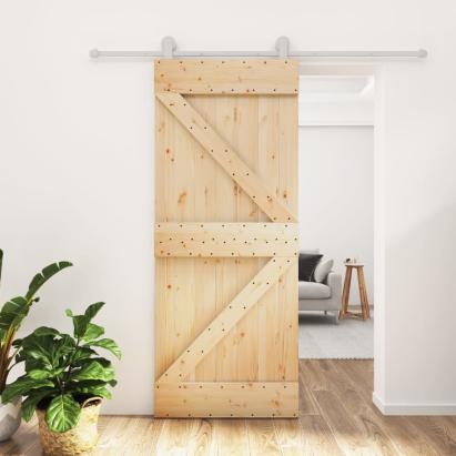 Ușă glisantă cu set de feronerie 80x210 cm, lemn masiv de pin GartenMobel Dekor