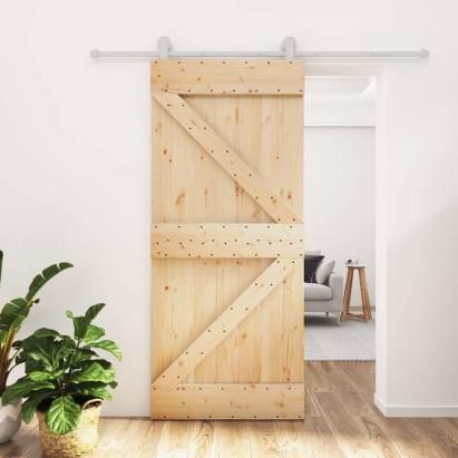 Ușă glisantă cu set feronerie, 90x210 cm, lemn masiv de pin GartenMobel Dekor