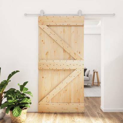 Ușă glisantă cu set feronerie, 100x210 cm, lemn masiv de pin GartenMobel Dekor