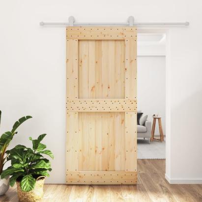 Ușă glisantă cu set de feronerie 95x210 cm, lemn masiv de pin GartenMobel Dekor