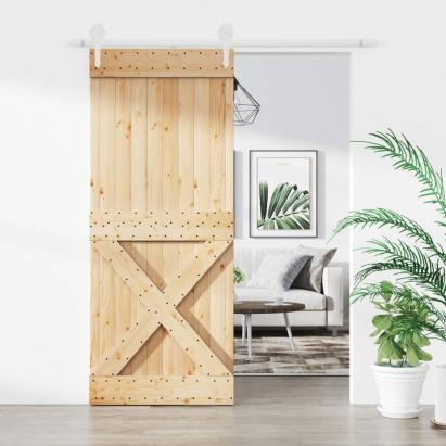 Ușă glisantă cu set de feronerie 85x210 cm, lemn masiv de pin GartenMobel Dekor