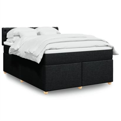 Pat box spring cu saltea, negru, 140x190 cm, textil GartenMobel Dekor