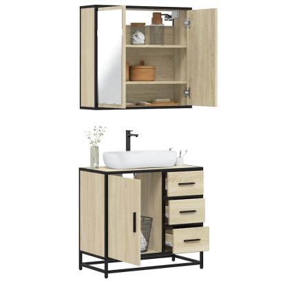 Set mobilier de baie, 2 piese, stejar sonoma, lemn prelucrat GartenMobel Dekor