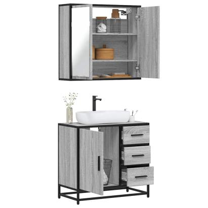 Set mobilier de baie, 2 piese, gri sonoma, lemn prelucrat GartenMobel Dekor