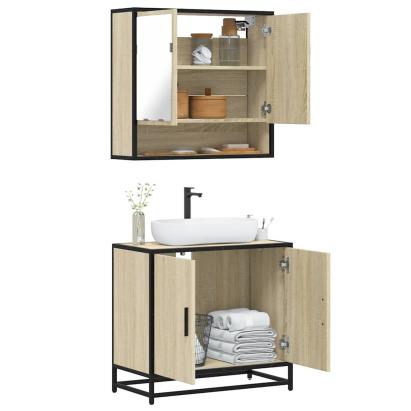 Set mobilier de baie, 2 piese, stejar sonoma, lemn prelucrat GartenMobel Dekor