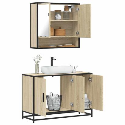 Set mobilier de baie, 2 piese, stejar sonoma, lemn prelucrat GartenMobel Dekor