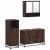 Set mobilier de baie, 3 piese, stejar maro, lemn prelucrat GartenMobel Dekor