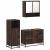 Set mobilier de baie, 3 piese, stejar maro, lemn prelucrat GartenMobel Dekor