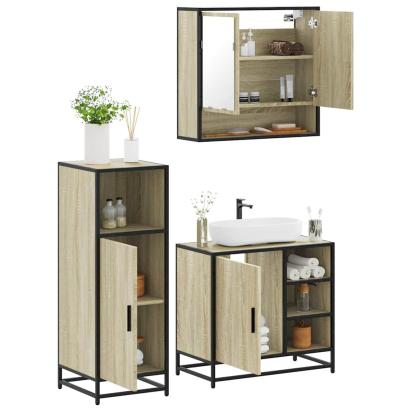 Set mobilier de baie, 3 piese, stejar sonoma, lemn prelucrat GartenMobel Dekor