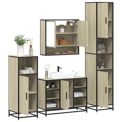 Set de mobilier de baie din 4 piese din lemn de stejar Sonoma GartenMobel Dekor