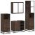 Set de mobilier de baie din 4 piese din lemn de stejar maro GartenMobel Dekor