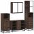 Set de mobilier de baie din 4 piese din lemn de stejar maro GartenMobel Dekor