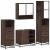 Set de mobilier de baie din 4 piese din lemn de stejar maro GartenMobel Dekor