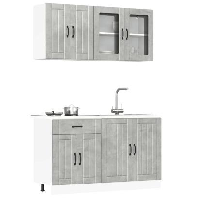 Set dulapuri de bucătărie 4 piese „Kalmar” gri beton Lemn GartenMobel Dekor