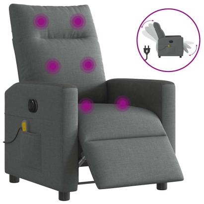 Fotoliu electric de masaj rabatabil, gri închis, textil GartenMobel Dekor