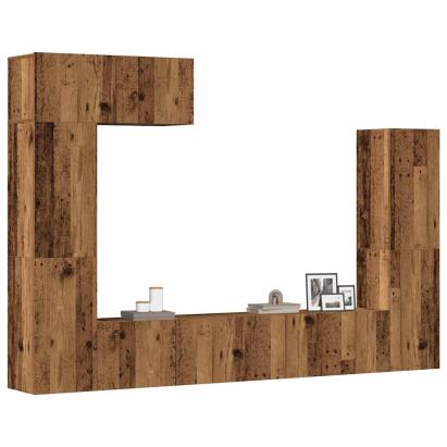 Set dulap TV 5 piese montat pe perete lemn vechi lemn prelucrat GartenMobel Dekor