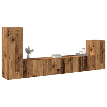 Set dulap TV 4 piese montat pe perete lemn vechi lemn prelucrat GartenMobel Dekor