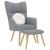 Scaun de relaxare cu taburet, gri deschis, textil GartenMobel Dekor