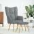 Scaun de relaxare cu taburet, gri deschis, textil GartenMobel Dekor