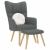 Scaun de relaxare cu taburet, gri deschis, textil GartenMobel Dekor