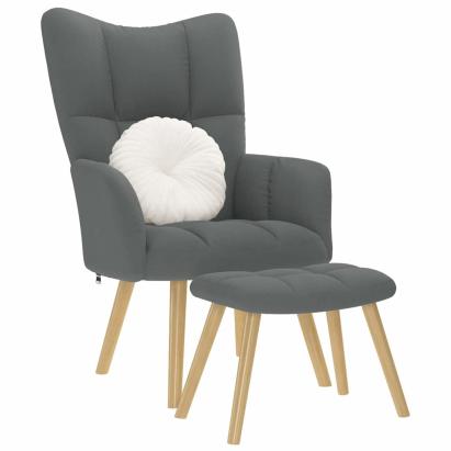 Scaun de relaxare cu taburet, gri deschis, textil GartenMobel Dekor