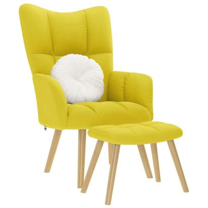 Scaun de relaxare cu taburet din material galben deschis GartenMobel Dekor