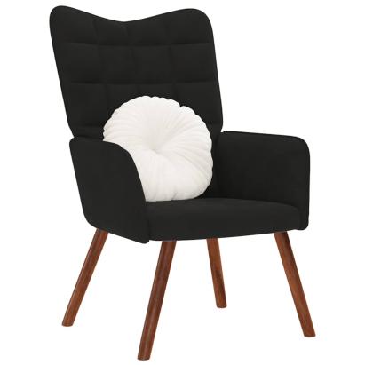 Scaun de relaxare, negru, catifea GartenMobel Dekor