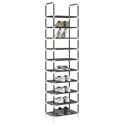 Suport pantofi 10 niveluri negru 44x28x180 cm țesătură nețesă GartenMobel Dekor