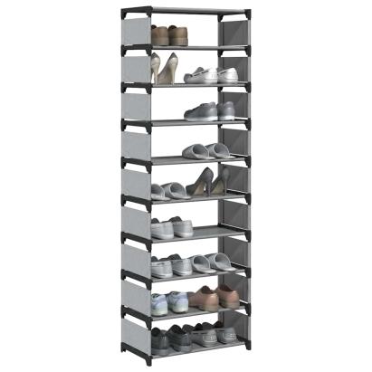 Suport pantofi 10 niveluri gri 54x28x158 cm țesătură nețesă GartenMobel Dekor