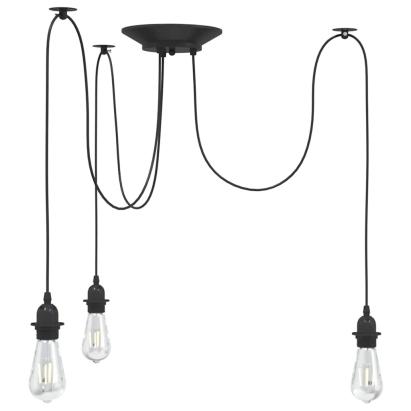 Lampă suspendată cu 3 suporturi E27 metal negru GartenMobel Dekor