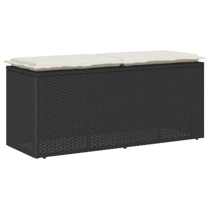 Bancă de grădină cu pernă, negru, 110x50x58 cm, poliratan GartenMobel Dekor