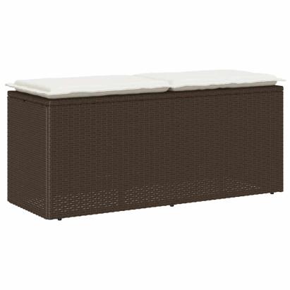 Bancă de grădină cu pernă maro 110x40x44 cm polirattan GartenMobel Dekor