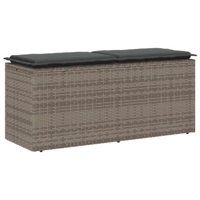 Bancă de grădină cu pernă gri 110x40x44 cm polirattan GartenMobel Dekor