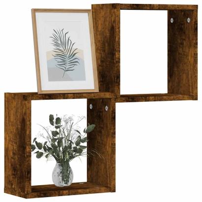 Rafturi cuburi de perete 2 buc Stejar afumat 30x15x30 cm GartenMobel Dekor