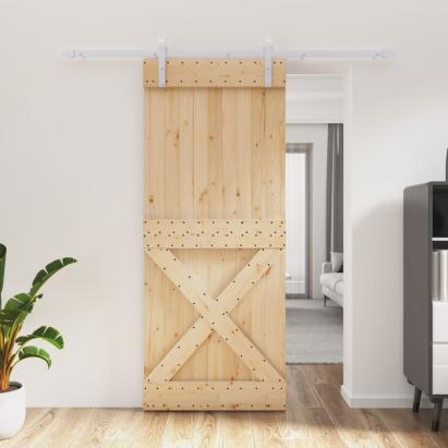 Ușă glisantă cu set de feronerie 85x210 cm, lemn masiv de pin GartenMobel Dekor