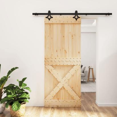 Ușă glisantă cu set de feronerie 85x210 cm, lemn masiv de pin GartenMobel Dekor