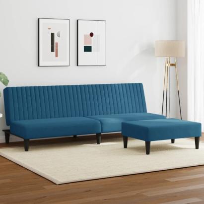 Set canapea 2 piese, albastru, catifea GartenMobel Dekor