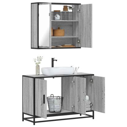Set mobilier de baie, 2 piese, gri sonoma, lemn prelucrat GartenMobel Dekor