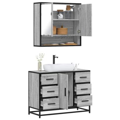 Set mobilier de baie, 2 piese, gri sonoma, lemn prelucrat GartenMobel Dekor